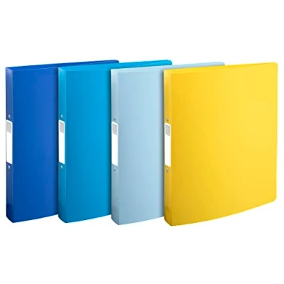 Abbildung von Exacompta 54140E 4er Pack Ringbücher BeeBlue Recycling Kunststoff 2 O Ring Mechanik DIN A4 Füllhöhe 30 mm Rücken 40 farbig sortiert Ringhefter Hefter ideal für Büro und Schule