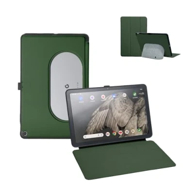 Abbildung von Penoval Google Pixel Tablet Hülle 11 Zoll (2023) Silikon Cover Case Verstellbarer Betrachtungswinkel Einfach Handgepäck Schutzhülle Kompatibel mit Ladelautsprecher Dock (Grün)