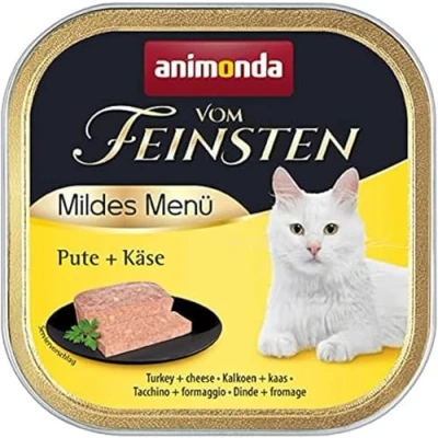 Abbildung von animonda Vom Feinsten Adult Mildes Menü Pute + Käse (32 x 100 g), Nassfutter für sensible Katzen, Katzenfutter ohne Getreide und Zucker, leicht verdauliches Futter mit Putenfleisch