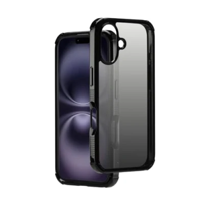 Abbildung von Handyhülle Extreme Protect für Apple iPhone 16 (Bumper D3O lizenziert, stoßfest, sturzsicher und bruchsicher, Case induktives Laden, Farbverlauf) schwarz