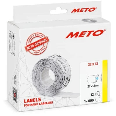 Abbildung von Meto Etiketten für Handauszeichner (22x12 mm, 1 zeilig, 12.000 Stück, weiß, multifunktional permanent und tiefkühl, METO, Contact, Sato, Avery, Tovel, etc.)