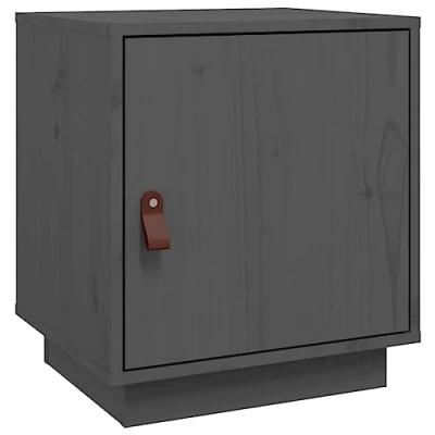 Abbildung von vidaXL Nachttisch mit 2 Fächern Nachtschrank Nachtkonsole Nachtkommode Schlafzimmer Schrank Kommode Nachtkästchen Grau 40x34x45cm Massivholz Kiefer