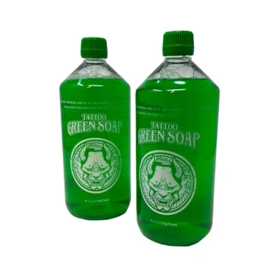 Abbildung von 2x ALOE Green Soap 1L Grüne Seife TATTOO abwischen/reinigen INKgrafiX® Deutschland PROFI STUDIO IG60396 vegan