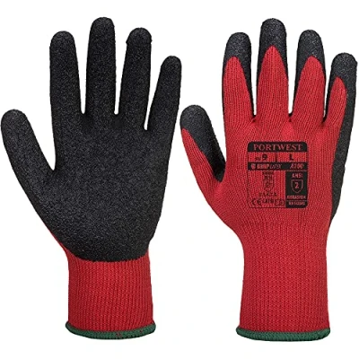 Abbildung von Portwest Grip Latex Handschuh, Größe: XXL, Farbe: Rot/Schwarz, A100R8RXXL