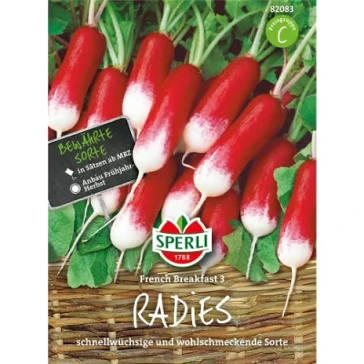 Abbildung von 82083 Sperli Premium Radieschen Samen French Breakfast 3 ; schnellwüchsig, milde, alte Sorte Saatgut