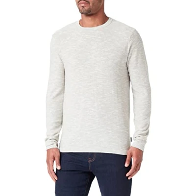 Abbildung von JACK &amp; JONES Men&#039;s JORCRAYON Knit Crew Neck Strickpullover, Oil Green/Detail:Cloud Dancer, XL