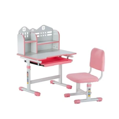 Abbildung von VEVOR Schreibtisch Kinder Kinderschreibtisch Bücherregal Höhenverstellbar Pink