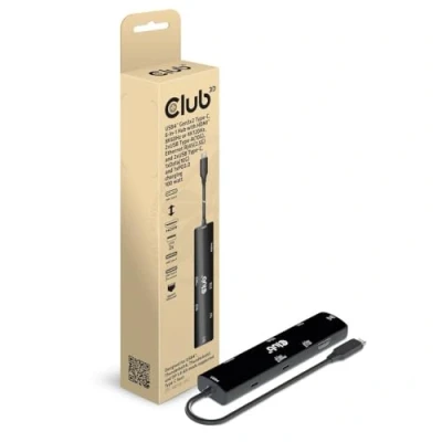 Abbildung von Club3D CSV 1599 USB4™ Gen3x2 Typ C, 6 in 1 Hub mit HDMI™ 8K60Hz oder 4K120Hz, 2xUSB A(10G), Ethernet RJ45(2.5G) und 1x Data(10G) 1xPD3.0 Laden 100 Watt