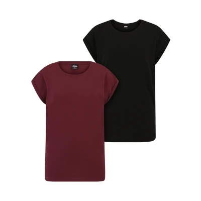 Abbildung von Urban Classics Extended Shoulder 2PACK Tshirt basic, Damen, Größe: Small, White