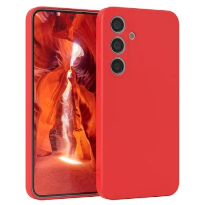 Abbildung von EAZY Case Silikonhülle für Samsung Galaxy S24 Hülle Silikon Rot weich stoßfeste Handyhülle Schutzhülle mit Kameraschutz Dünn Premium Schutz Cover TPU Phone Bumper in
