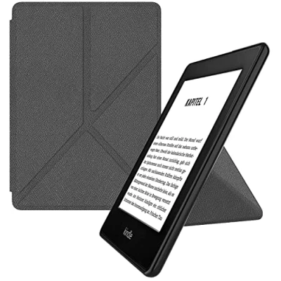 Abbildung von MyGadget Origami Hülle für Kindle Paperwhite 10.Generation [ Modell 2018 PQ94WIF 6 Zoll] Kunstleder Auto Sleep Wake Funktion Flip Case in Grau
