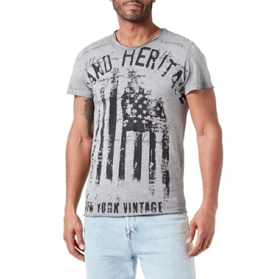 Abbildung von Key Largo Vintage Round Tshirt print, Herren, Größe: XL, Silver