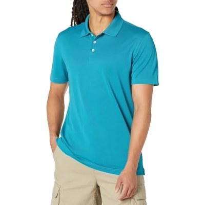 Abbildung von Amazon Essentials Herren Golf Poloshirt, Schnell Trocknend, Schmale Passform, Grünblau, M