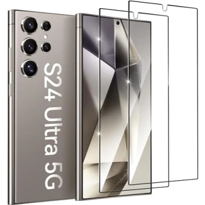 Abbildung von [2 Stück] Schutzglas kompatibel mit Samsung Galaxy S24 Ultra Panzerfolie Schutzfolie Verbundglas Displayglas Echt Hart Tempered Glass 9H Härte Glas