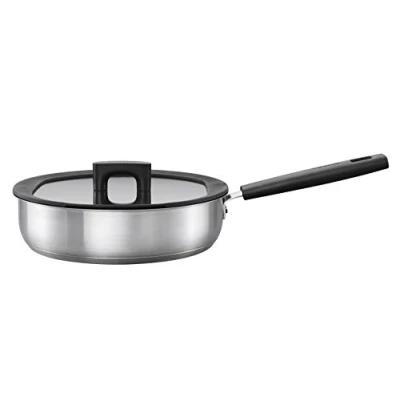 Abbildung von Fiskars Hard Face, Rund, Schwenkpfanne, Schwarz, Edelstahl, 3,2 l, Keramik, Gas, Halogen, Induktion, Versiegelte Platte