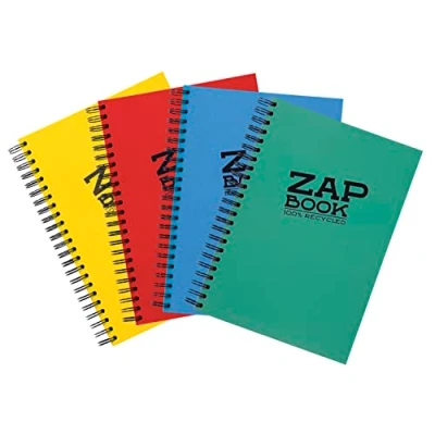 Abbildung von Clairefontaine 8355C Packung mit 5 Zeichenheften ZAP Books Doppelspiralbindung im Hochformat BOOK, DIN A5, 160 Blatt, 80g, blanko, Sortierung gemischt, 1 Pack