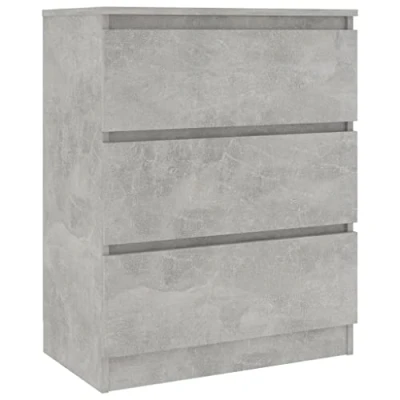 Abbildung von vidaXL Sideboard, Kommode mit viel Stauraum, Schrank 3 Schubladen, Schubladenschrank Anrichte für Wohnzimmer, Betongrau 60x35x76cm Holzwerkstoff