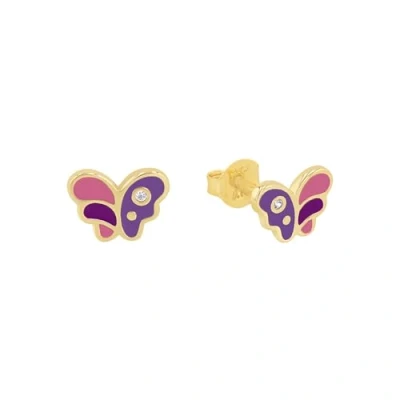 Abbildung von Prinzessin Lillifee Ohrstecker 925 Sterling Silber Mädchen Kinder Ohrschmuck, mit Zirkonia synth., 0,6 cm, Gold, Schmetterling, Kommt in Schmuck Geschenk Box, 2037950