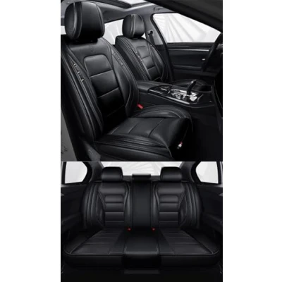 Abbildung von nenyan Autositzbezüge Komplett Set Universal in Premium Design Schonbezüge für die Vordersitze &amp; Rückbank Auto Sitzbezüge Airbag Geeignet Wasserdicht Sitzbezug Schwarz Standard