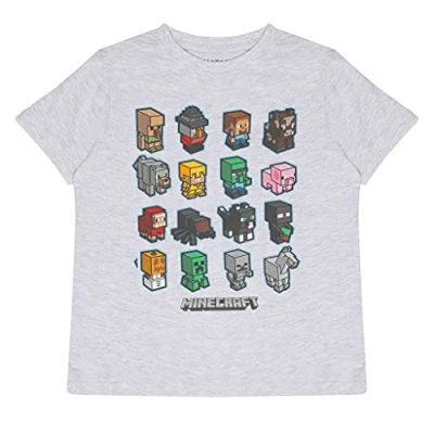 Abbildung von Minecraft Mini Mobs Boys T Shirt Heather Grey 8 9 Years