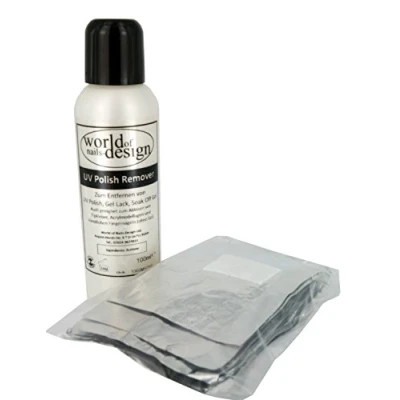 Abbildung von World of Nails Design 100 ml UV Polish Remover, Soak off Gel Entferner + 50 Remover Wraps/Pads