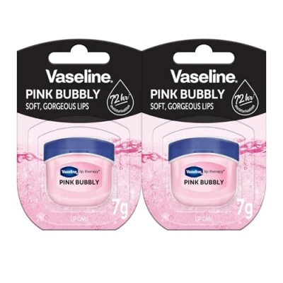 Abbildung von Vaseline Lip Therapy Pink Bubbly Pflegender Lippenbalsam für optimale Feuchtigkeit mit pinkfarbenen Blubberton (Pink (2er Pack))