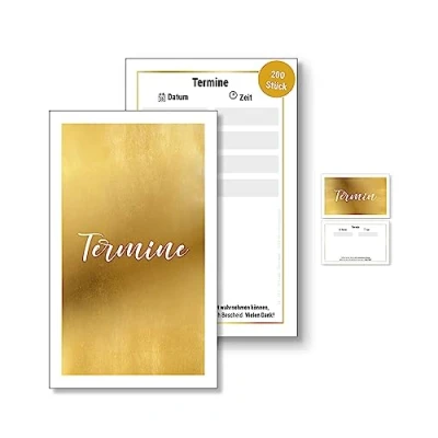 Abbildung von Frank Paperman® 200 x terminzettel gold mit hochwertiger Goldfolienprägung 4 Termine auf einem praxis Visitenkartenformat hochformat