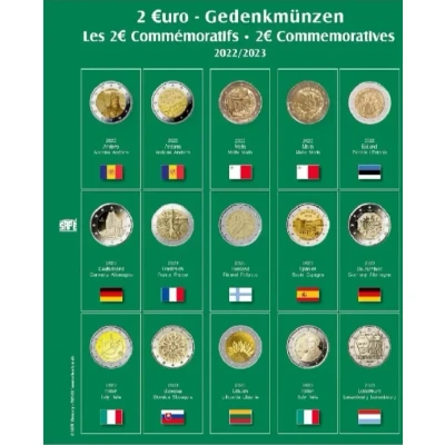 Abbildung von Safe, Premium, Blätter (4 Ringe) für 2 Euro Münzsätze 2022/23 Blatt 33 Transp. inkl. grünem Vordruckblatt Abm: 205x255 mm. pro Stk.