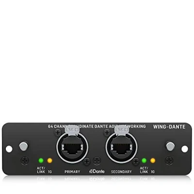 Abbildung von Behringer WING Dante Erweiterungskarte für 64 x Kanal Audinate AoIP Netzwerk, kompatibel mit PC und Mac