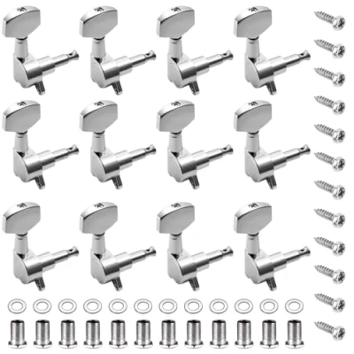Abbildung von 12 Stück 3R 3L Gitarren Stimmwirbel, Mechaniken Tuner, Akustikgitarre Knöpfe, Saiten Stimmgerät, gitarre Tuning Pegs für Akustische E (Silber)