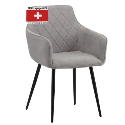 Abbildung von Albatros International Esszimmerstuhl Esszimmerestuhl Küchenstuhl SILA, Stoff Bezug (1er Set, Grau), Stilvolles Vintage Design, Eleganter Polsterstuhl am Esstisch