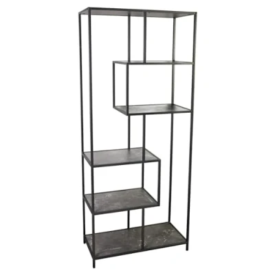 Abbildung von riess ambiente Standregal SLIM LINE 185cm anthrazit / schwarz, Einzelartikel 1 tlg., Wohnzimmer · Marmor Design Metall mit Ablage Industrial