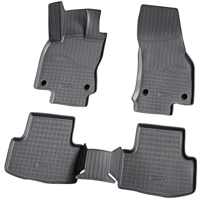 Abbildung von RECAMBO F 6210 Fußmattensatz Gummi vorne und hinten 4 schwarz Maßgefertigt VOLKSWAGEN: T Roc, SKODA: Karoq SUV, SEAT: Ateca