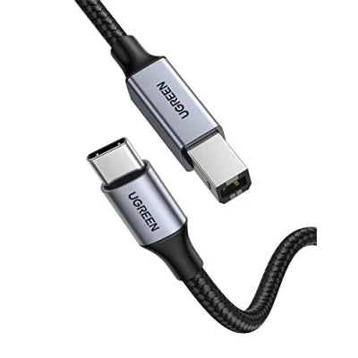 Abbildung von UGREEN USB C Druckerkabel B auf Kabel Scannerkabel mit Nylonkabel und Aluminiumstecker kompatibel iPhone 15 Serie MacBook Matebook Canon Epson Drucker DAC MIDI Tastatur usw (Silber 1m)