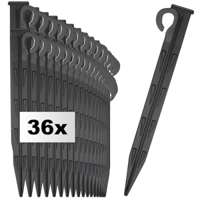 Abbildung von com four® 36x Erdnagel aus Kunststoff langlebiger und UV beständiger Bodenanker für Camping, Garten, Strand Heringe Outdoor