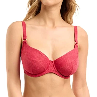 Abbildung von Sans Complexe Damen Reflet Badeanzug Top mit Bügel, Kirschrot, 80C