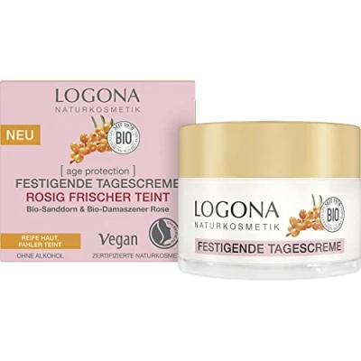 Abbildung von LOGONA Naturkosmetik Anti Aging Gesichtscreme für reife und fahle Haut, Rose Tagescreme mit Bio Sanddorn Damaszener Rosenwasser, age protection, 50 ml