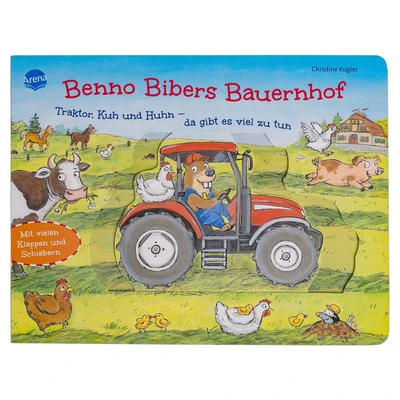 Abbildung von Benno Bibers Bauernhof. Traktor, Kuh und Huhn da gibt es viel zu tun: Pappbilderbuch mit Klappen Schiebern ab 2 Jahren