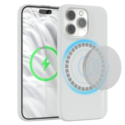 Abbildung von EAZY Case Silikonhülle für iPhone 15 Pro Max Hülle mit MagSafe Silikon Weiß weich stoßfeste Handyhülle Schutzhülle Kameraschutz Dünn Schutz Cover TPU Bumper in