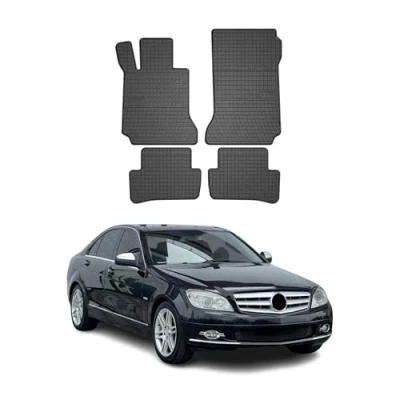 Abbildung von OMAC Gummi Fußmatten kompatibel mit Mercedes C Klasse W204 2007 2014 Automatten Schwarz 4X
