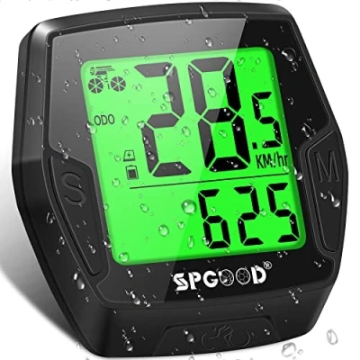 Abbildung von SPGOOD Fahrradcomputer Kabellos,21 Funktionen IP54 Wasserdicht mit hintergrundbeleuchtetem Display,Automatischer Start/Stopp &amp; Automatischer Speicher Fahrradtacho,HD Tacho Fahrrad Bildschirm