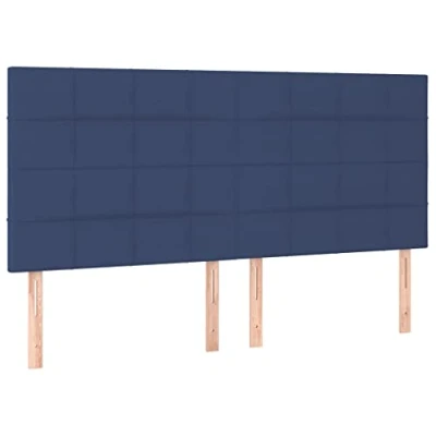 Abbildung von vidaXL 4X Kopfteil Polsterkopfteil Betthaupt Bettkopfteil für Bett Bettgestell Bettrahmen Schlafzimmer Bettzubehör Blau 90x5x78/88cm Stoff