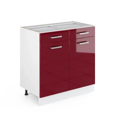 Abbildung von Vicco Unterschrank R Line, Bordeaux Hochglanz/Weiß, 80 cm ohne Arbeitsplatte