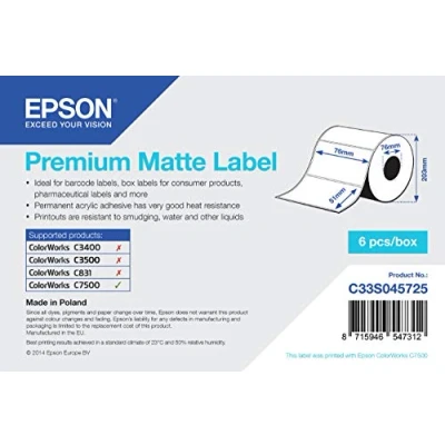 Abbildung von Epson Premium matte 76 mm x 51 mm, 2310 Drucker Etiketten 2310, weiß, matt, Polen, ColorWorks C7500)