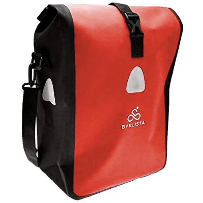 Abbildung von BYKLISTA Fahrradtasche Gepäckträger Wasserdicht mit Reflektoren &amp; Schultergurt hochwertige Fahrrad Gepäckträgertasche für Tasche Radtasche Fahrradtaschen Rot L