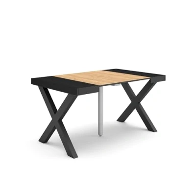 Abbildung von Skraut Home Ausziehbarertisch Multifunktionaler ausziehbarer 140 Für 6 Gäste Massivholz Beine Moderner Stil Eiche Schwarz