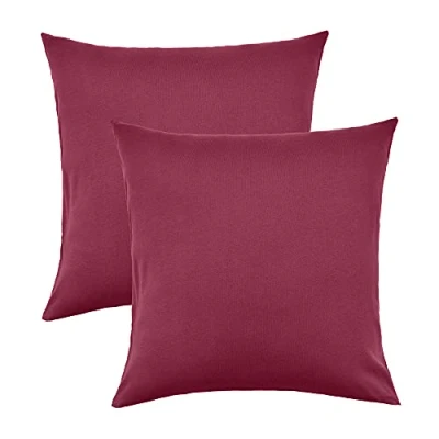 Abbildung von Kissenbezüge Jersey Kissenbezüge, NatureMark (2 Stück), Kissenhülle in vielen Größen und Farben (40 x 40 cm, Bordeaux rot)