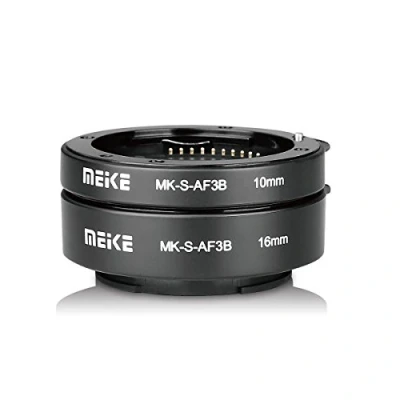 Abbildung von Meike MK S AF3B Kunststoff Auto Focus Macro Extension Tube Autofokus Adapter Ring 10 mm 16 für Sony ohne Spiegel a7 a7m2 nex3 mex5 nex6 nex7 a5000 a6000 a6300 a6500 a9 usw Kamera