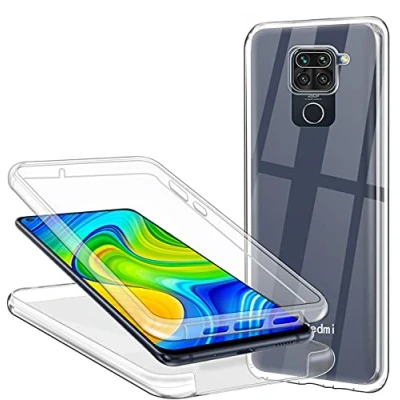 Abbildung von Hülle für Xiaomi Redmi Note 9 Handyhülle 360 Grad, Transparent Full Schutz Kratzfest Dünn Durchsichtige Case Silikon Schutzhülle, Hart PC Zurück + Weich TPU Vorderseite