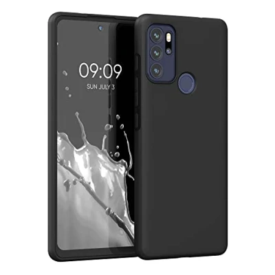 Abbildung von kwmobile Hülle kompatibel mit Motorola Moto G60S weiches TPU Silikon Case Cover geeignet für kabelloses Laden Schwarz matt